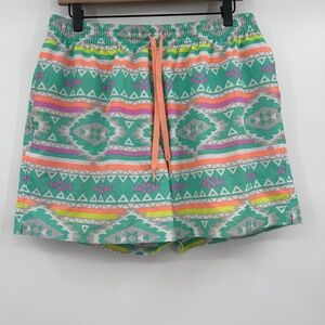 Chubbies Swim Trunks Men XL Green Aztec Shorts Lined 5.5" Inseam Pockets